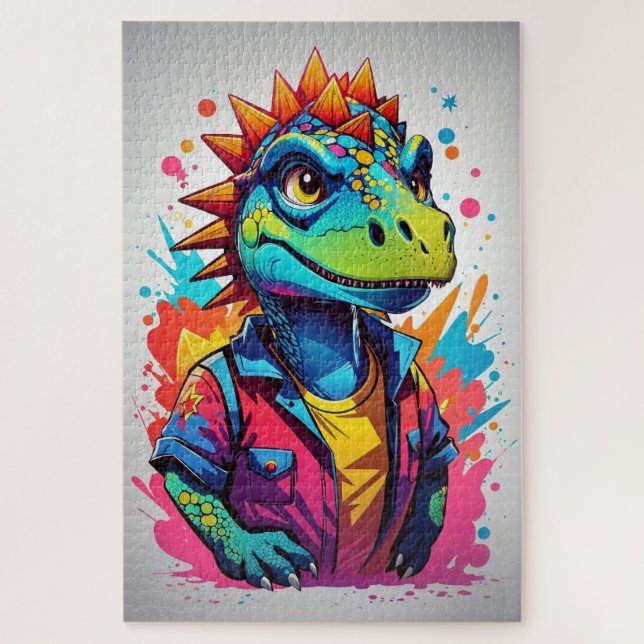 Puzzle Dragon coloré avec plaque de peinture (Vertical)