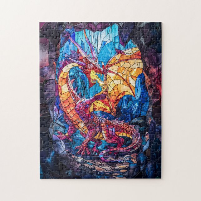 Puzzle Dragon cracheur de feu dans une grotte (Vertical)