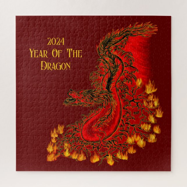 Puzzle Dragon de Chine, 2024 Année du Dragon (Vertical)