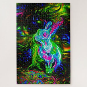 Puzzle Dragon de lapin psychédélique à Neon Imaginaire