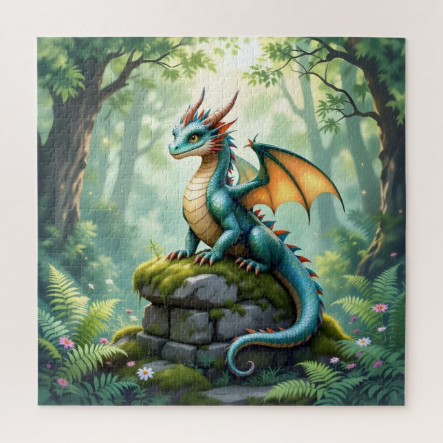 Puzzle Dragon de Whimsical sur pierre antique (Vertical)