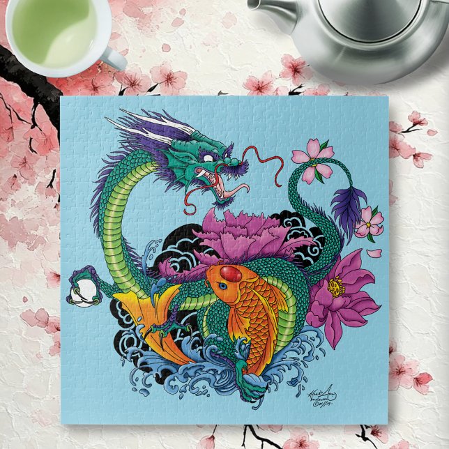 Puzzle Dragon d'eau & Koi (Créateur téléchargé)