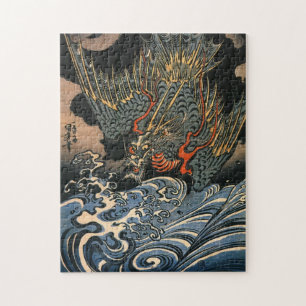 Puzzle Dragon d'Utagawa Kuniyoshi plongeant dans l'eau