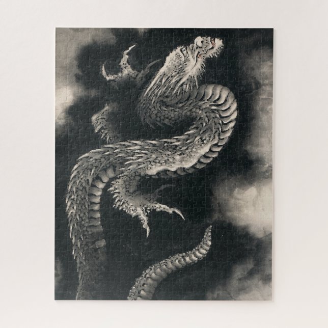 Puzzle Dragon effarant par Katsushika Hokusai (Vertical)