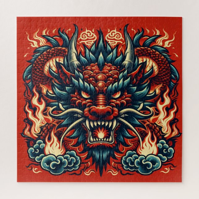 Puzzle Dragon et flammes (Vertical)