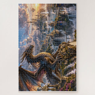 Puzzle Dragon majestueux et Royaume magique