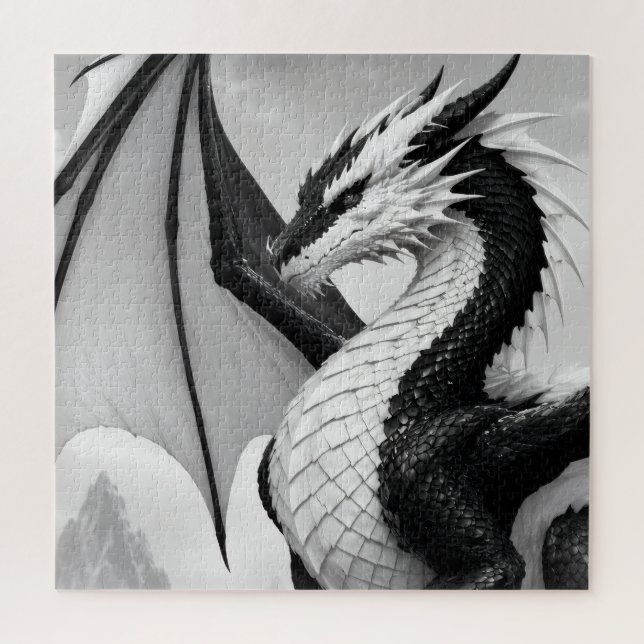 Puzzle Dragon noir et blanc (Vertical)