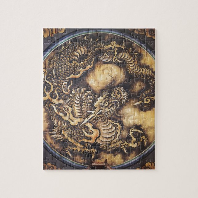 Puzzle Dragon oriental japonais traditionnel - 日本 - 鳴き龍 (Vertical)