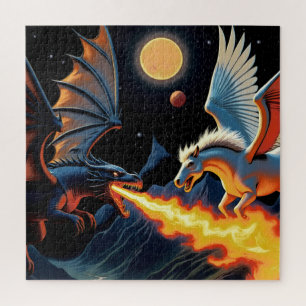 Puzzle Dragon qui souffle du feu et Pégase
