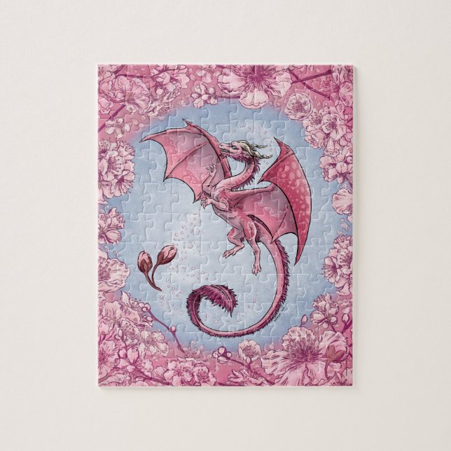 Puzzle Dragon rose du printemps Nature Imaginaire Art (Vertical)