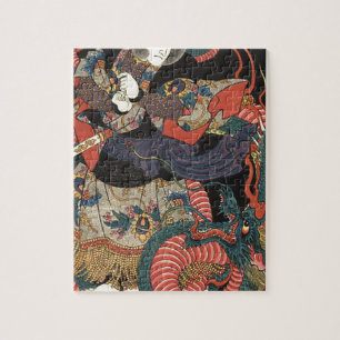 Puzzle Dragon rouge japonais vintage