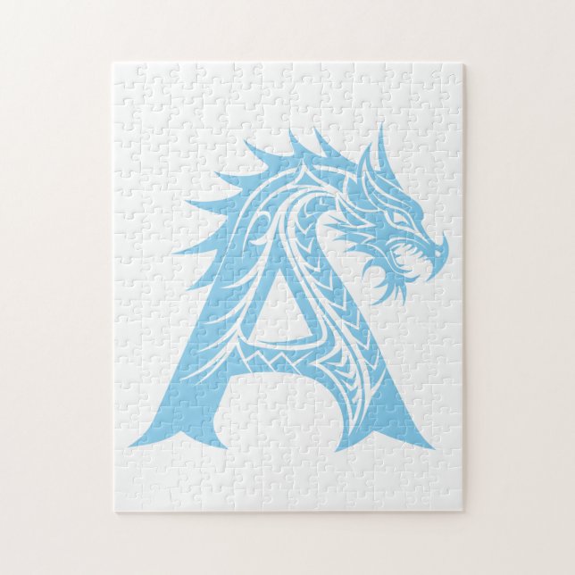 Puzzle Dragon Styled Letter A, Dragon Alphabet, Monogram (Vertical)