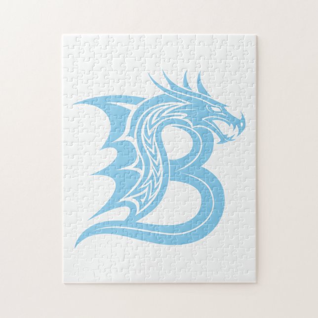 Puzzle Dragon Styled Letter B, Dragon Alphabet, Monogram (Vertical)