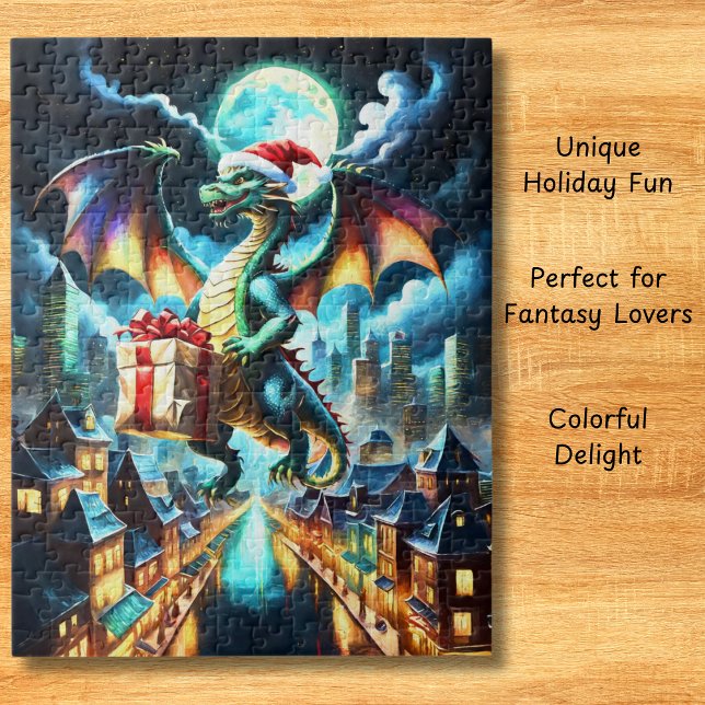 Puzzle Dragon Vert Livrant des Cadeaux de Noël (Créateur téléchargé)