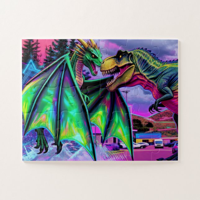Puzzle Dragon Vert vs Dinosaure (Horizontal)