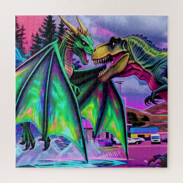 Puzzle Dragon Vert vs Dinosaure (Vertical)