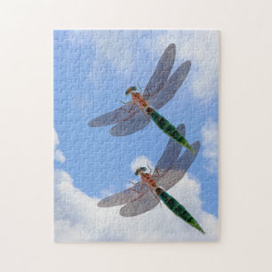 Puzzle Dragonflies Ciel Bleu Et Nuages Blancs