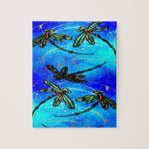 Puzzle Dragonfly Flit Electric Blue