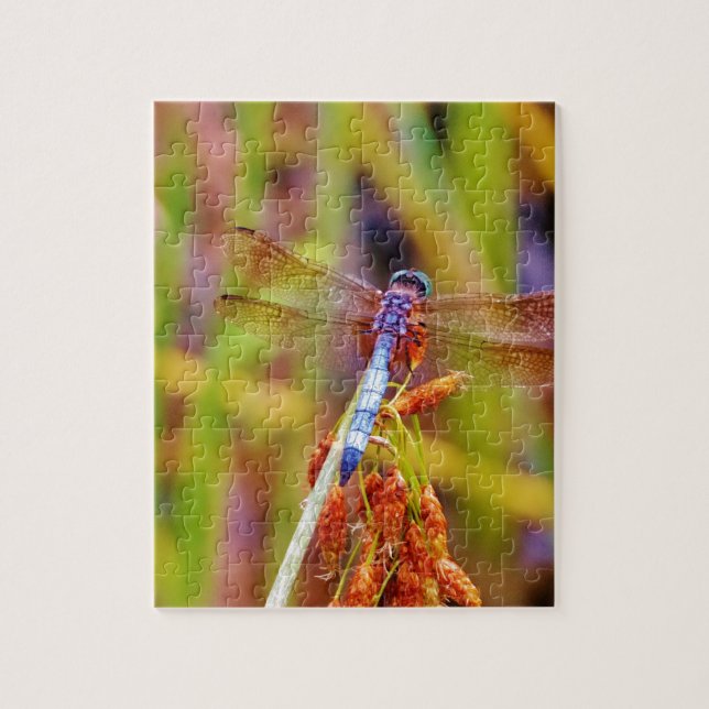Puzzle Dragonfly turquoise sur le carex (Vertical)