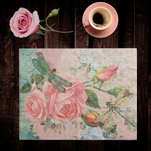 Puzzle Dragonlies Roses et écriture manuscrite or Ephemer (Créateur téléchargé)