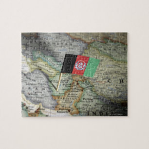 Puzzle Drapeau Afghanistan sur la carte