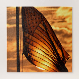 Puzzle Drapeau américain au coucher du soleil - 20x20 - 6