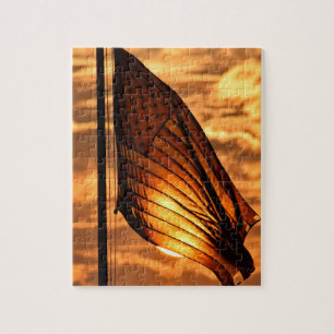 Puzzle Drapeau américain au coucher du soleil - 8x10 - 11