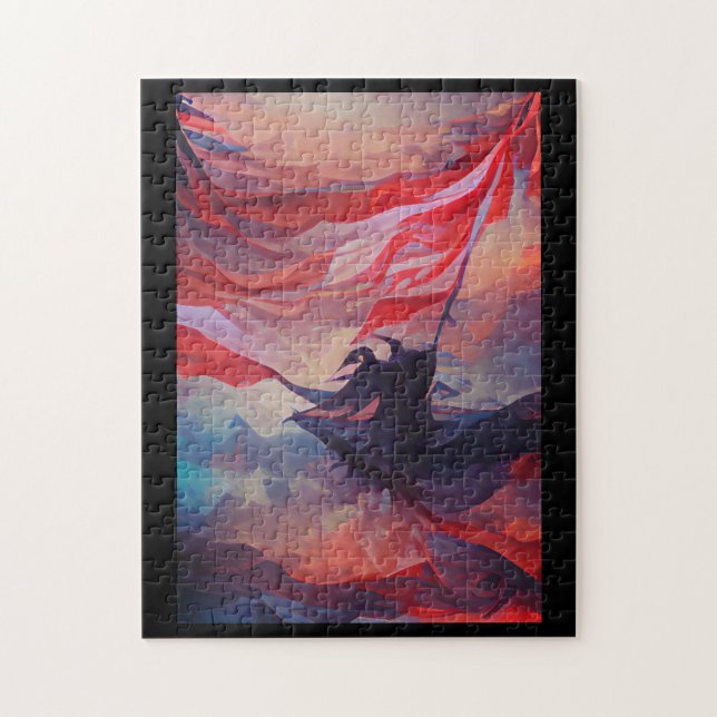 Puzzle Drapeau américain brandissant le 4 Juillet Memoria (Vertical)