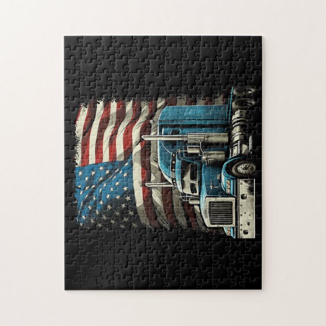 Puzzle Drapeau américain de camionnette pour voiture patr (Vertical)
