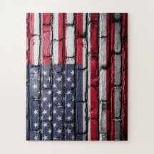 Drapeau américain, Drapeau sur briques Jigsaw Puzz