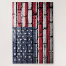Drapeau américain, drapeau sur les briques Jigsaw 