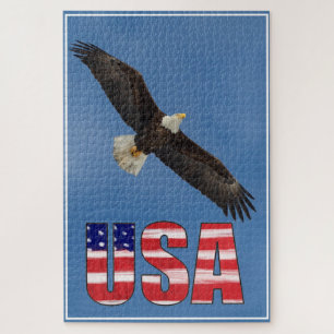 Puzzle Drapeau américain et aigle chauve