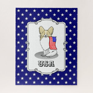 Puzzle Drapeau américain patriotique USA Papillon (citron