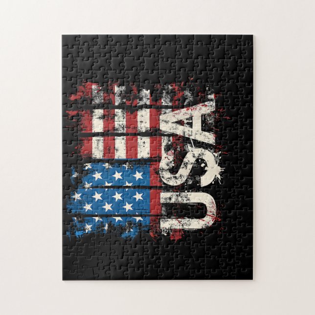 Puzzle Drapeau américain rétro 4 juillet (Vertical)
