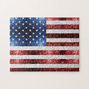 Puzzle drapeau américain rouge blanc brillant parties sci