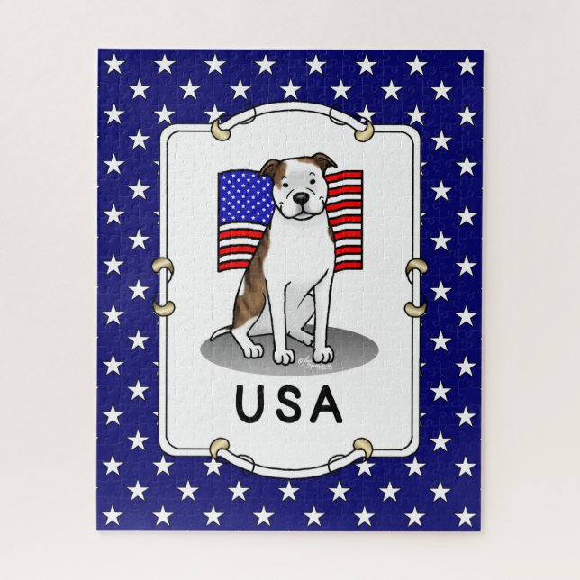 Puzzle Drapeau américain Taureau (lt brindle white 3) (Vertical)