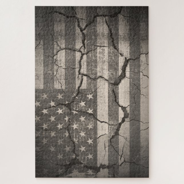 Puzzle Drapeau Américain Vintage Fêlé (Vertical)