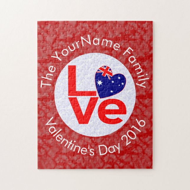 Puzzle Drapeau australien Lettres rouges AMOUR blanc sur  (Vertical)