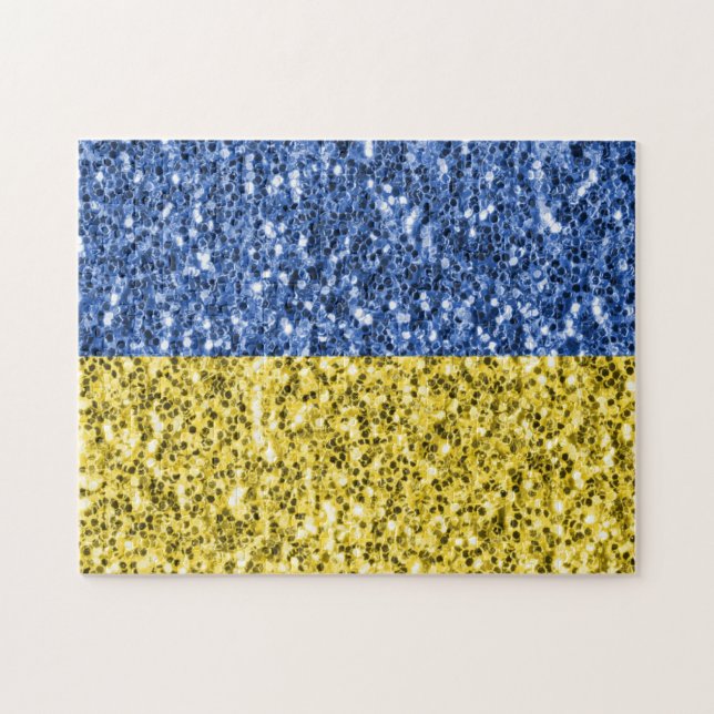 Puzzle Drapeau bleu jaune Ukraine parties scintillant fau (Horizontal)