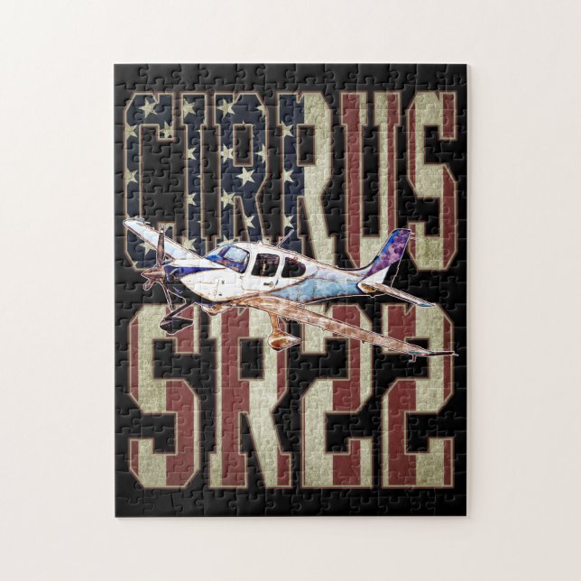 Puzzle Drapeau Cirrus SR22 Aéronefs Vintage États-Unis (Vertical)