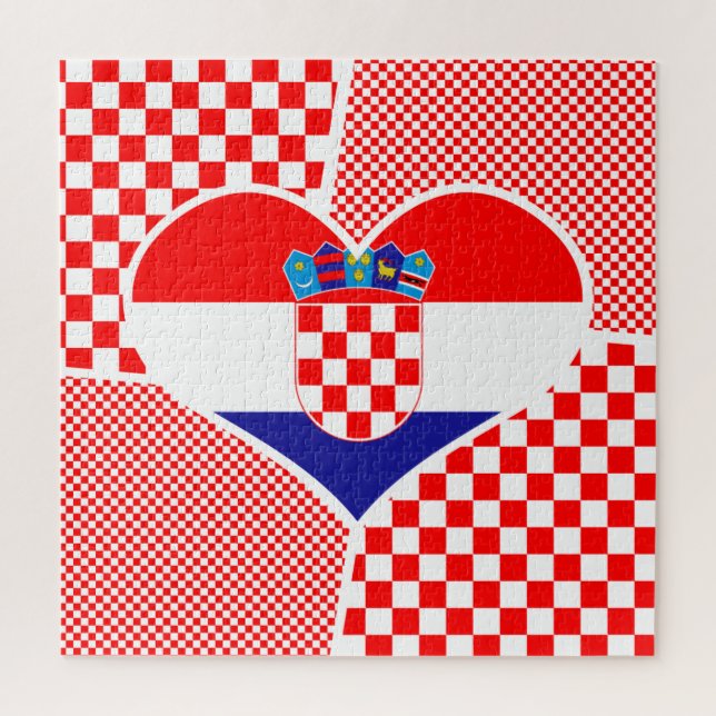 Puzzle Drapeau croate dans le collage en forme de coeur J (Vertical)