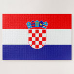 Puzzle Drapeau de Croatie<br><div class="desc">Ce dessin présente le drapeau national de la Croatie, qui est un pays du sud-est de l'Europe. Elle borde la Slovénie au nord-ouest, la Hongrie au nord-est, la Serbie à l'est, la Bosnie-Herzégovine et le Monténégro au sud-est, et une frontière maritime avec l'Italie. La capitale de la Croatie est Zagreb...</div>