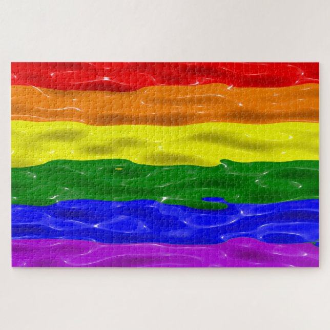 Puzzle Drapeau de fierté de SlipperyJoe's vernis rouge or (Horizontal)