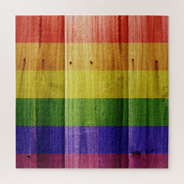 Puzzle Drapeau de la fierté arc-en-ciel en bois (Vertical)