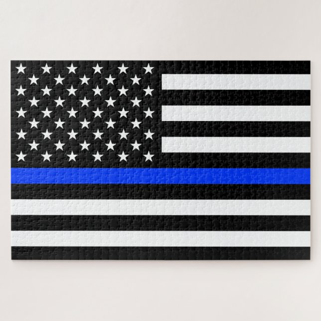 Puzzle Drapeau de la police Thin Blue Line (Horizontal)
