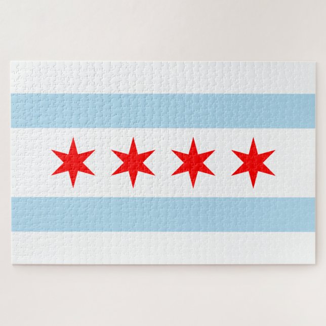 Puzzle Drapeau de la ville de Chicago (Illinois) (Horizontal)