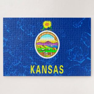 Puzzle Drapeau de l'État du Kansas Grunge