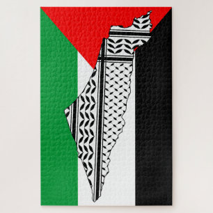Puzzle Drapeau de Palestine et carte avec Keffiyeh Motif
