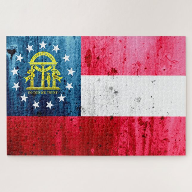 Puzzle Drapeau d'État de Georgia Grunge (Horizontal)