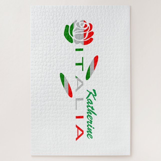 Puzzle Drapeau d'Italie Rose Personnalisé (Vertical)